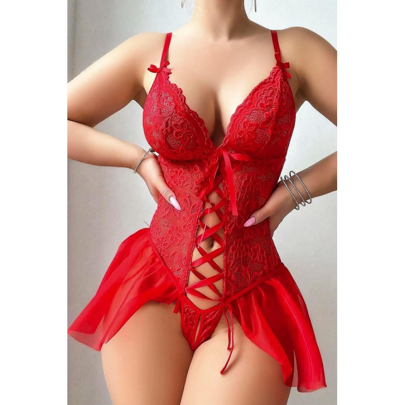 Tül Bağlamalı Dantelli Fantazi Babydoll – aura sex shop