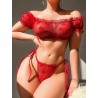 Kırmızı Transparan Fantezi Sütyen Külot Takımı – aura sex shop