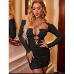 Göğüs Dekolteli Parlak Taşlı Mini Gece Elbisesi – aura fantazi ürünler