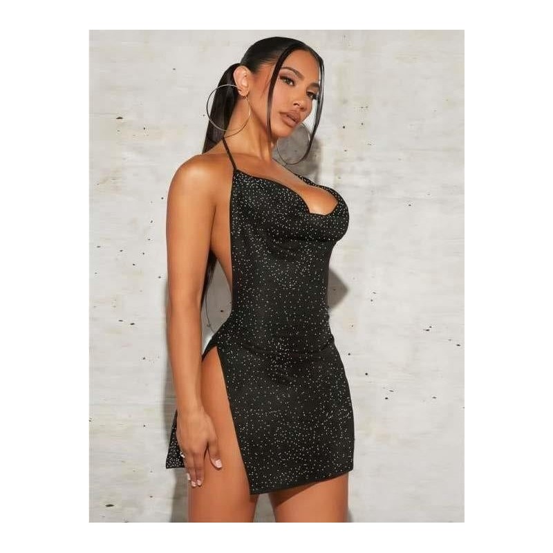 Parlak Taşlı Yırtmaçlı Gece Elbisesi – kızılay sex shop