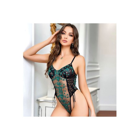 Transparan Çiçekli Fantazi Siyah Mayokini | Aura Erotik Shop