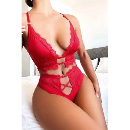 Kırmızı Dantel Fantezi Sütyen Külot | Aura erotik shop