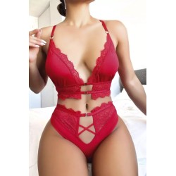 Kırmızı Dantel Fantezi Sütyen Külot | Aura erotik shop