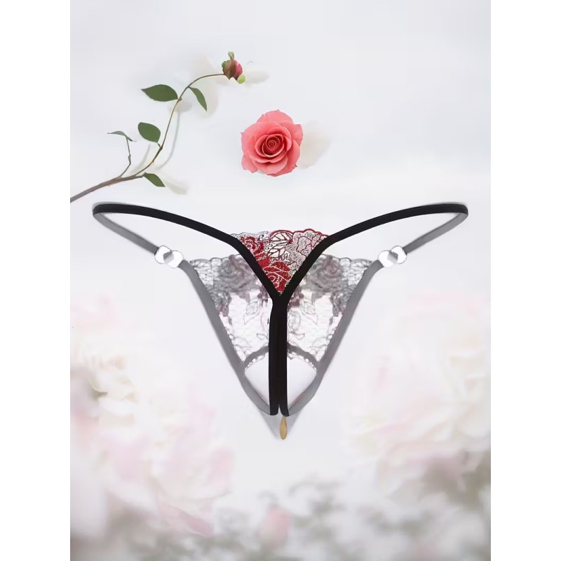 Mor Elmas Taşlı Tanga Fantazi İç Giyim Zincir Detaylı Tasarım | Aura Sex Shop