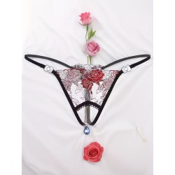 Mor Elmas Taşlı Tanga Fantazi İç Giyim Zincir Detaylı Tasarım | Aura Sex Shop