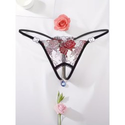 Mor Elmas Taşlı Tanga Fantazi İç Giyim Zincir Detaylı Tasarım | Aura Sex Shop