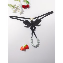 Siyah İnci Dizgili İp Tanga Fantazi İç Giyim | Erotik Shop