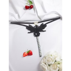 Siyah İnci Dizgili İp Tanga Fantazi İç Giyim | Erotik Shop