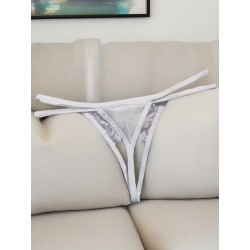 Beyaz İnci Dizgili Kurdele Detaylı İp Tanga Fantazi İç Giyim | Sex Shop Ankara