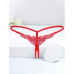 Kırmızı İnci Dizgili İp Tanga Fantazi İç Giyim | Aura Erotik Shop