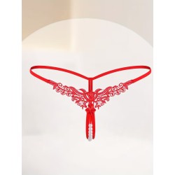 Kırmızı İnci Dizgili İp Tanga Fantazi İç Giyim | Aura Erotik Shop