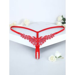 Kırmızı İnci Dizgili İp Tanga Fantazi İç Giyim | Aura Erotik Shop