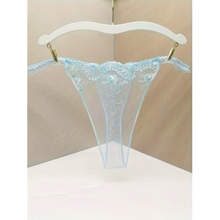 Şeffaf Mavi Dantel Çiçek Desenli Tanga Fantazi İç Giyim | Ankara Sex Shop