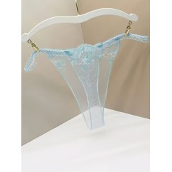 Şeffaf Mavi Dantel Çiçek Desenli Tanga Fantazi İç Giyim | Ankara Sex Shop