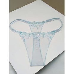 Şeffaf Mavi Dantel Çiçek Desenli Tanga Fantazi İç Giyim | Ankara Sex Shop
