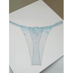 Şeffaf Mavi Dantel Çiçek Desenli Tanga Fantazi İç Giyim | Ankara Sex Shop