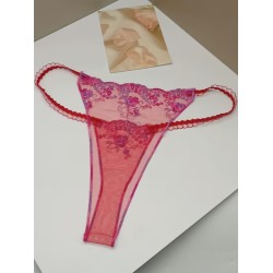 Kırmızı Şeffaf Dantel Çiçek Desenli Tanga Fantazi İç Giyim | Kızılay Erotik Shop