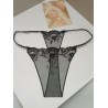 Siyah Şeffaf Dantel Çiçek Desenli Tanga Fantazi İç Giyim | Kızılay Sex Shop