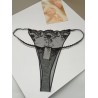 Siyah Şeffaf Dantel Çiçek Desenli Tanga Fantazi İç Giyim | Kızılay Sex Shop