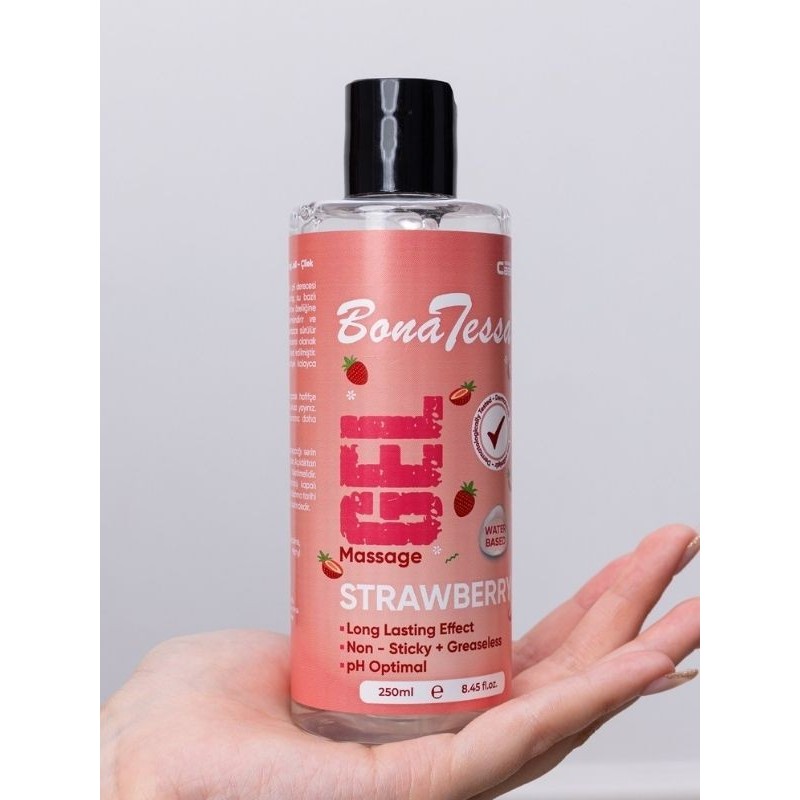 Cabs Bona Tessa Çilekli Gel 250 ml Su Bazlı Masaj Jeli | Aura Erotik Shop Ankara