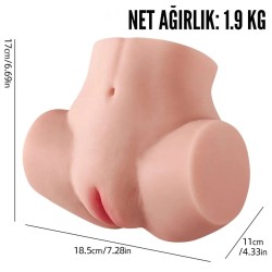 Lina Anal Vajina Çift Girişli Titreşimli Realistik Kalça Mastürbatör 1.9 KG | Aura Sex Shop