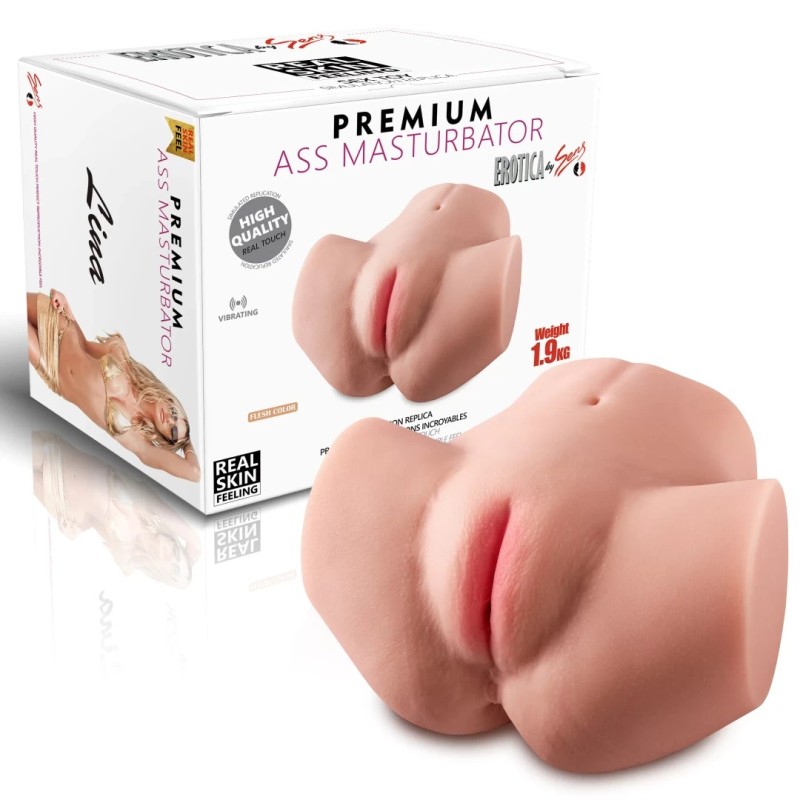 Lina Anal Vajina Çift Girişli Titreşimli Realistik Kalça Mastürbatör 1.9 KG | Aura Sex Shop