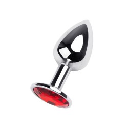 Kırmızı Taşlı Metal Anal Plug | Aura Erotik Shop