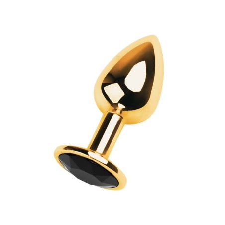 Altın Renkli Metal Siyah Taşlı Luxury Anal Plug| Aura Erotik Shop