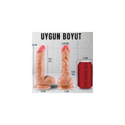 UNIQUE 18 CM Eğik Damarlı Realistik Dildo | Aura Erotik Shop